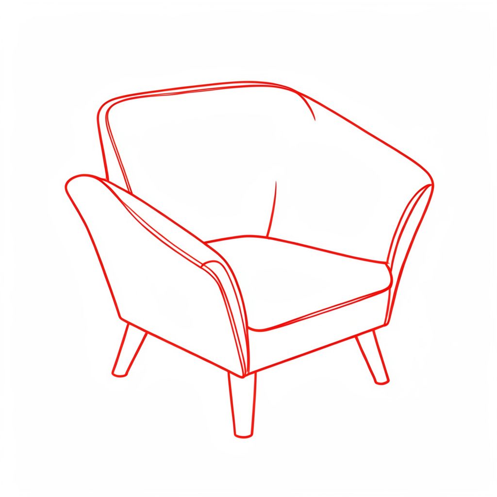 Minimal line drawing of a soft fabric and ribbon arrangement on a dark surface, evoking the texture of intimate apparel in deep navy with red accent