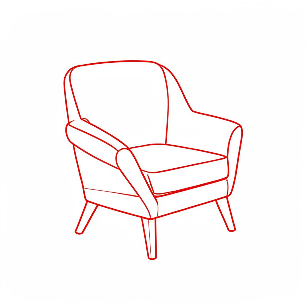 A minimal line drawing of a supportive pillow in warm sand and cool gray tones, with a relaxed, inviting mood.